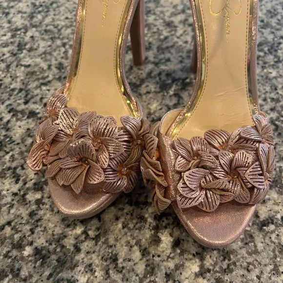 Jessica Simpson Womens Sz 10 Rose Gold Glitter Platform Heels Pink GUC - Picture 3 of 8